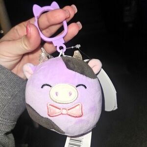 NWT Alexie The Purple Cow With Bowtie Squishmallow Clip 3.5"